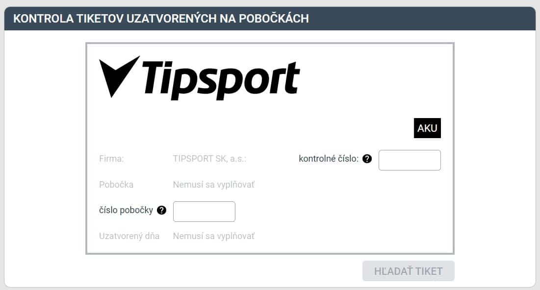 Tipsport - kontrola tiketu uzatvoreného na pobočke
