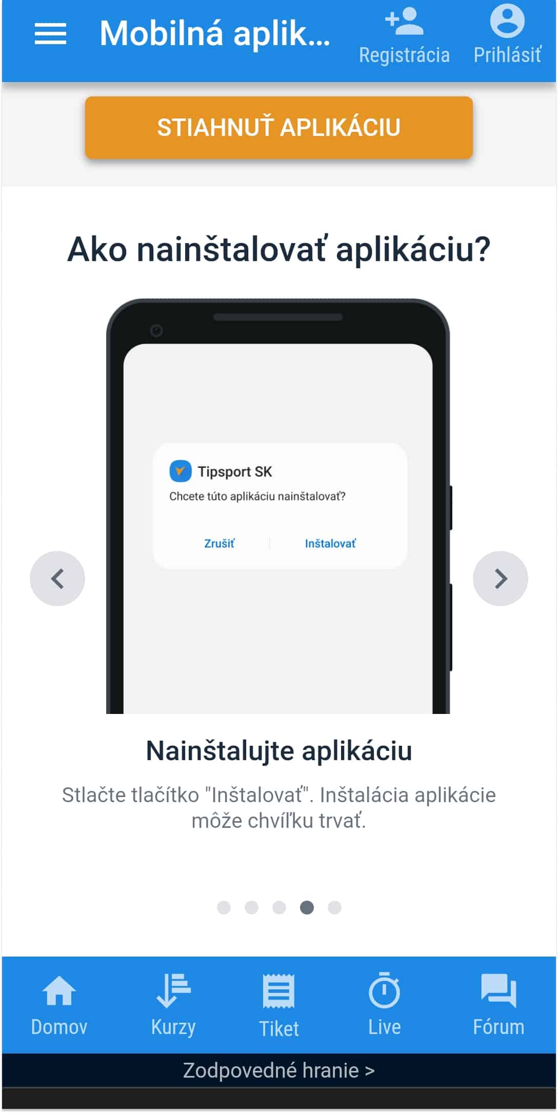 Stiahnuť aplikáciu- tipsport