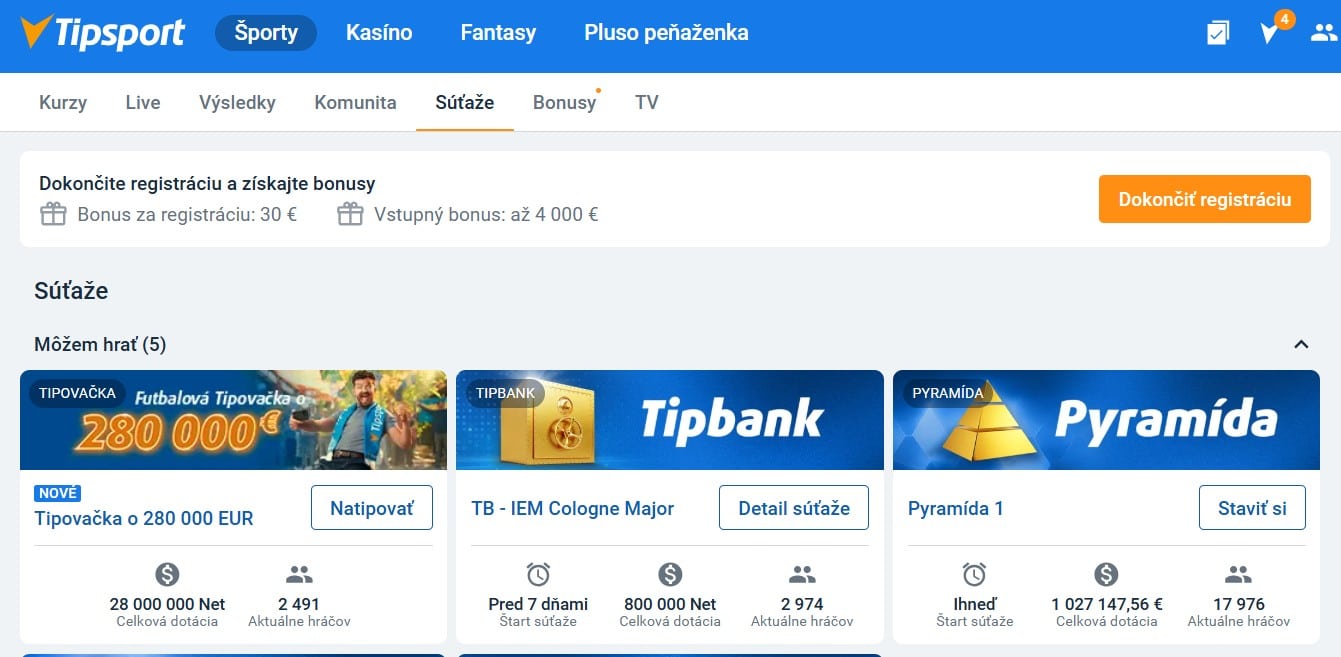 Súťaže Tipsport