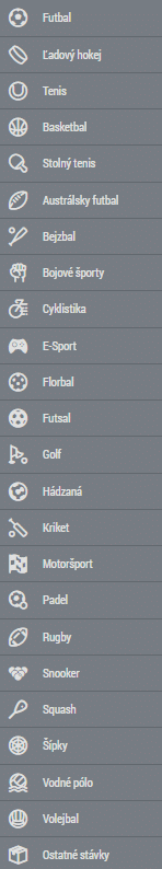 kategrie na stávkovanie v Doxxbet kasíne