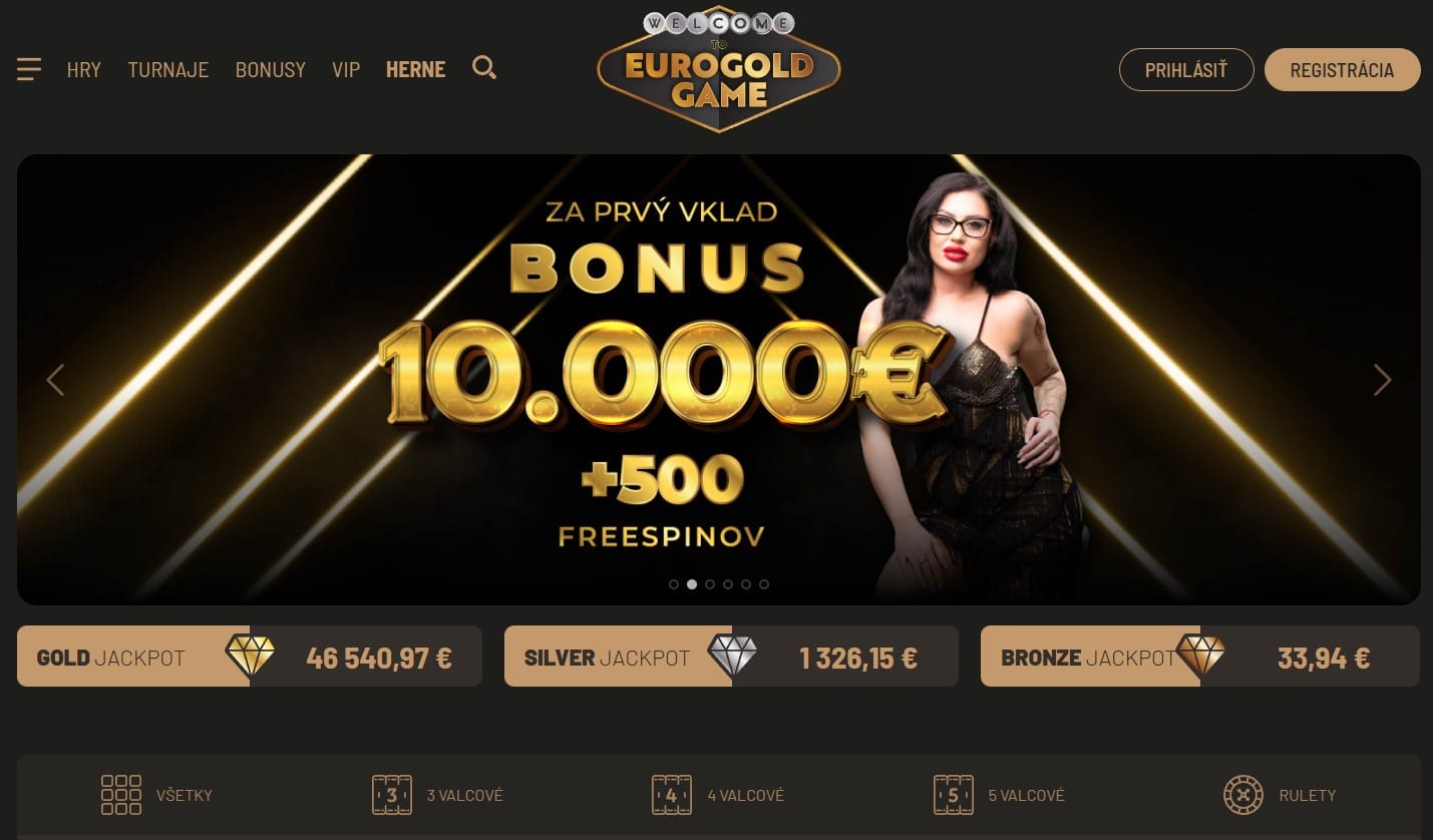 EUROGOLD online kasino recenzia vstupny bonu 10000 euro 500 free spinov spiny zdarma bonus zdarma