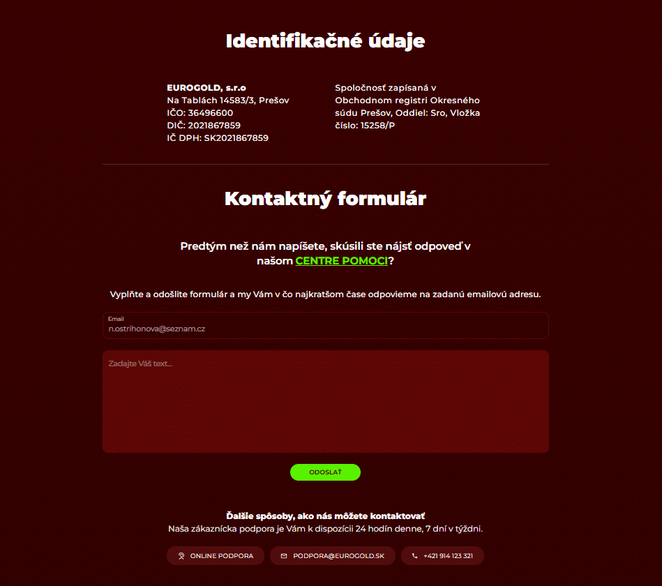 Kontaktný formulár