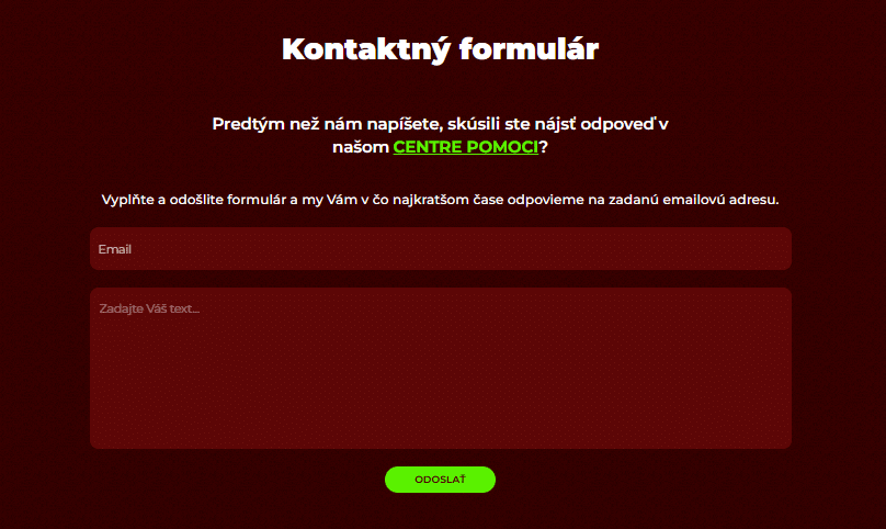 Kontaktný formulár v Eurogold kasíne