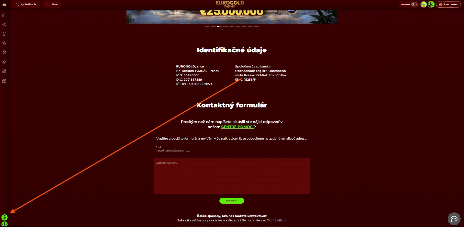 Podpora v Eurogolde