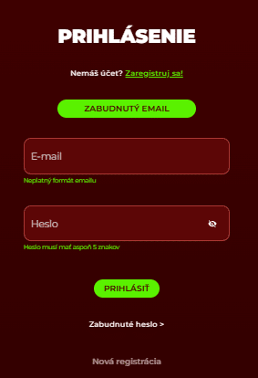 Prihlasenie zadaj email a heslo