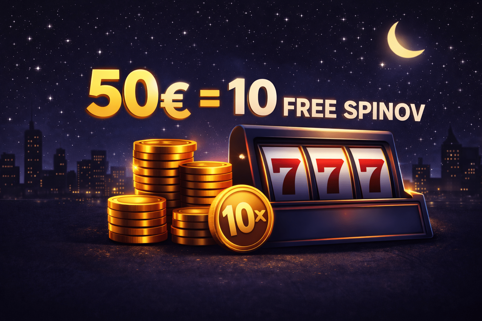 50€ rovná sa 10 free spinov