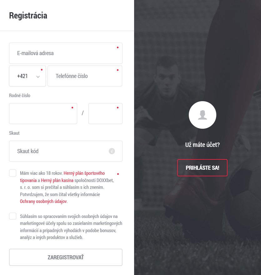 Doxxbet registrácia
