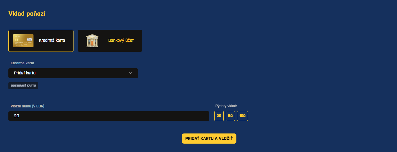 vklad peňazí