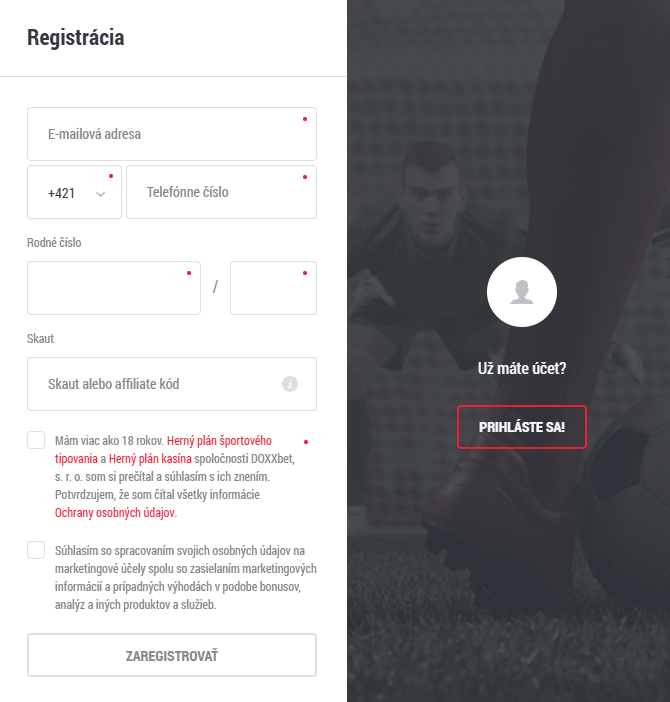 Doxxbet registrácia