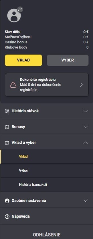 Vklad na učet fortuna