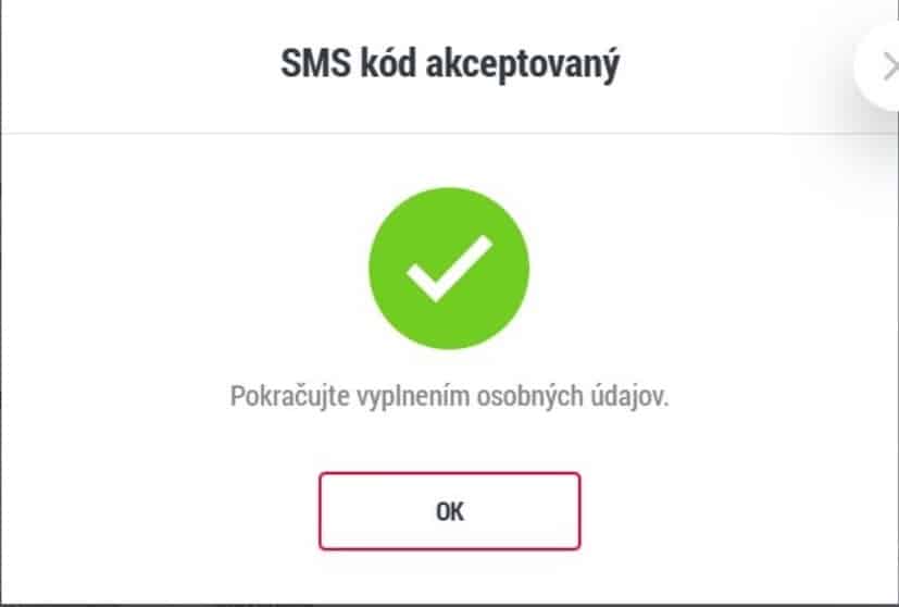 SMS kód Doxxbet akceptovaný