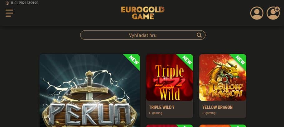 Eurogold aplikácia - mobilné rozhranie kasína eurogold