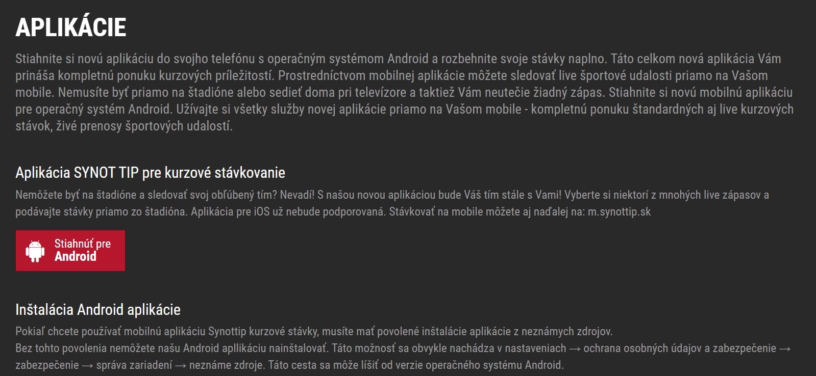 Aplikacie Synottip Android