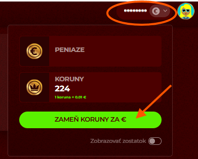 Koruny za peniaze v Eurogolde