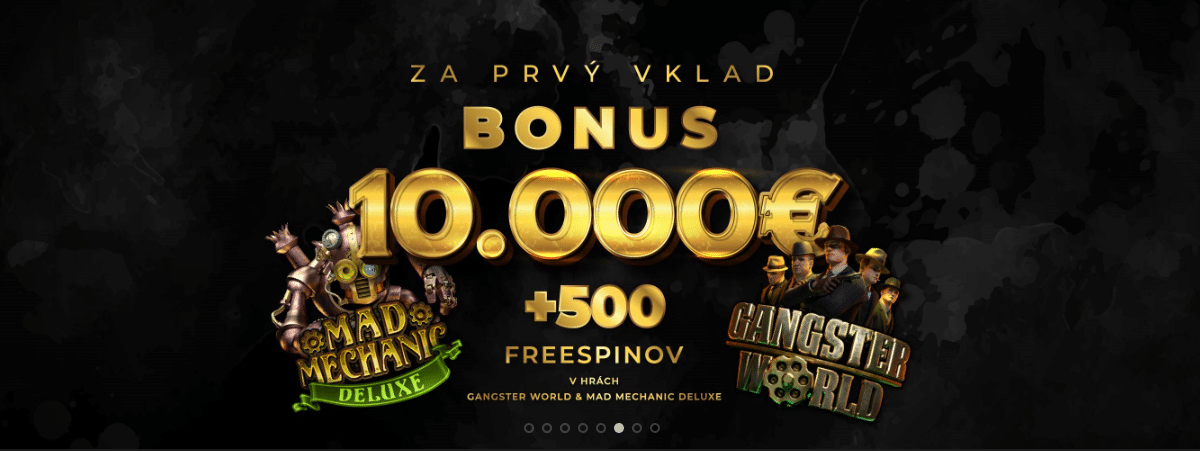 Bonus 10 000 eur a 500 free spinov eurogold