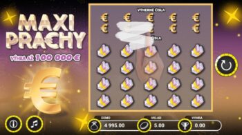 Ukážka nezotretého online žrebu Maxi Prachy