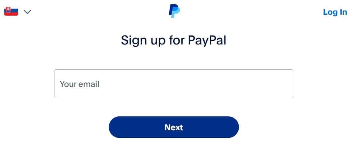 PayPal - emailová adresa pri registrácii