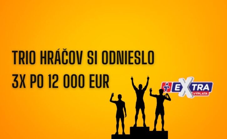 Trio hráčov vyhralo v Extra výplate 3x po 12 000 eur