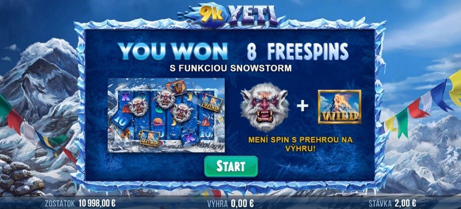 9k Yeti free spins