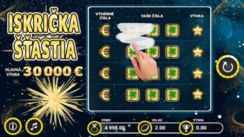 Ukážka nezotretého online žrebu Iskrička Šťastia