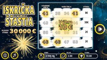 Ukážka zotretého online žrebu Iskrička Šťastia