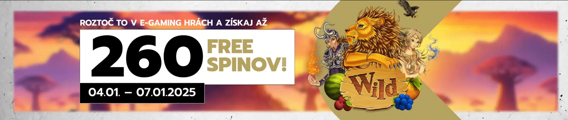 260 free spinov