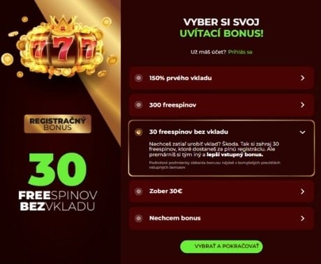 30 free spinov bez vkladu