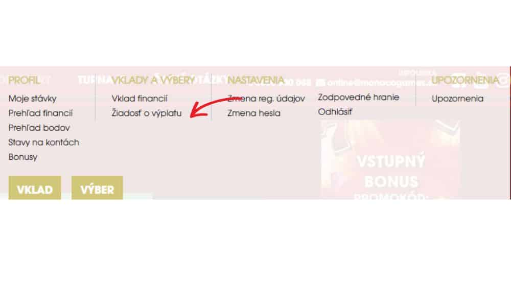Žiadosť o výber Monacobet