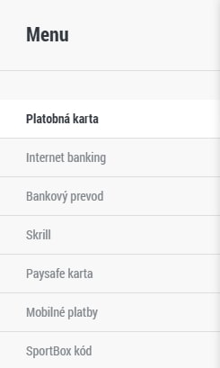 Vklad na účet DOXXbet