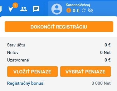Výber z účtu Tipsport