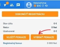 Výber peňazí Tipsport
