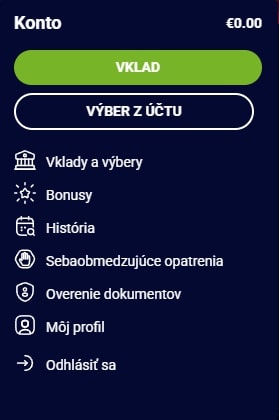 Výber z účtu Olybet