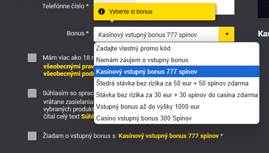 Vyber si svoj bonus