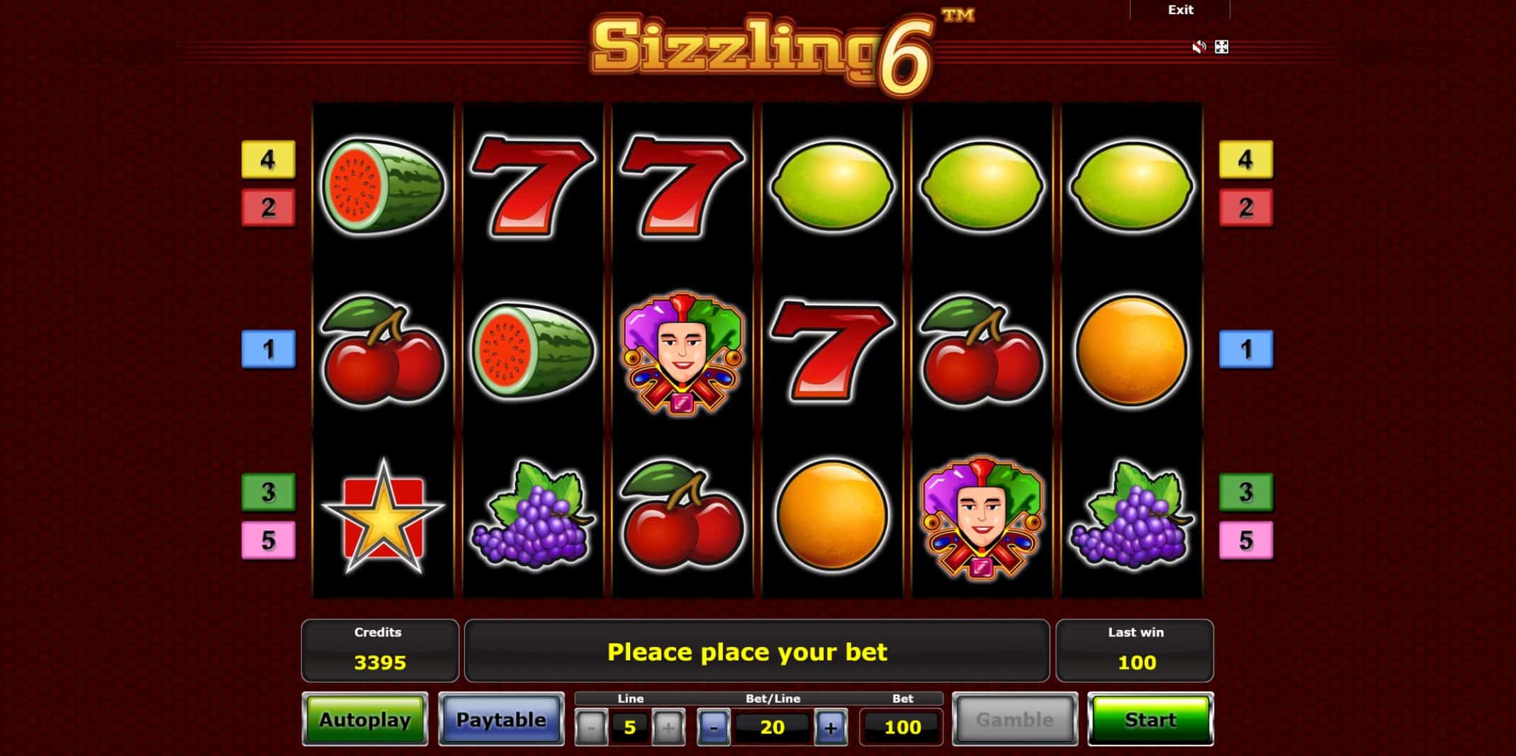 Sizzling 6 online automat