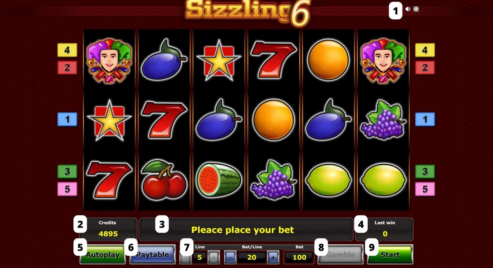 Sizzling 6 online automat