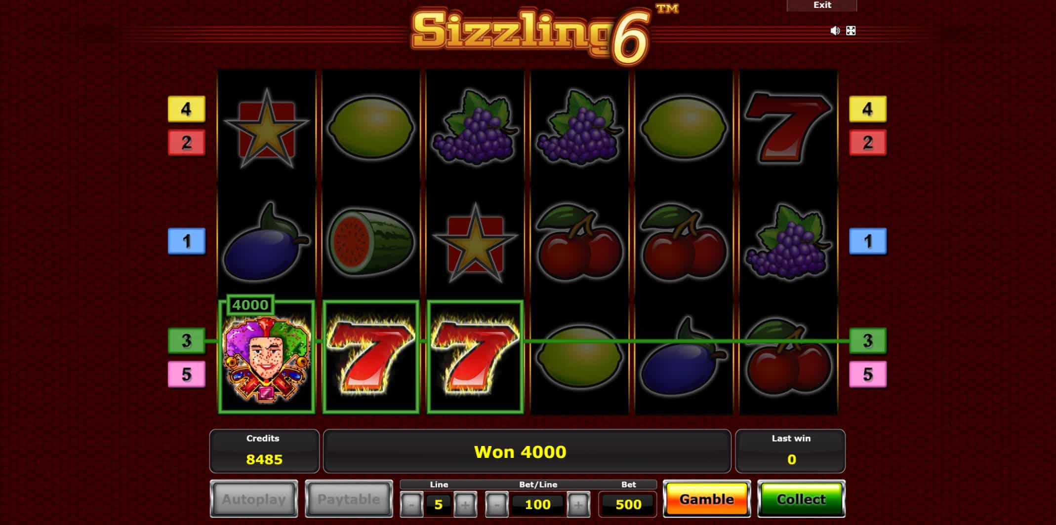 Sizzling 6 online automat Symbol Wild