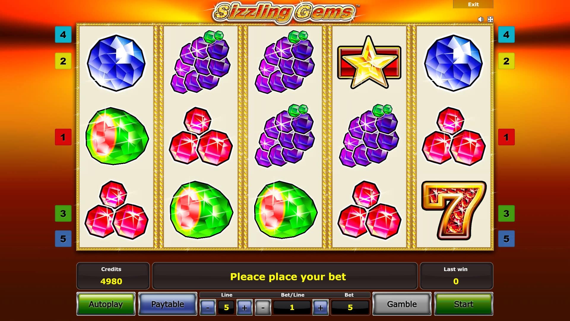 Sizzling Gems online automat