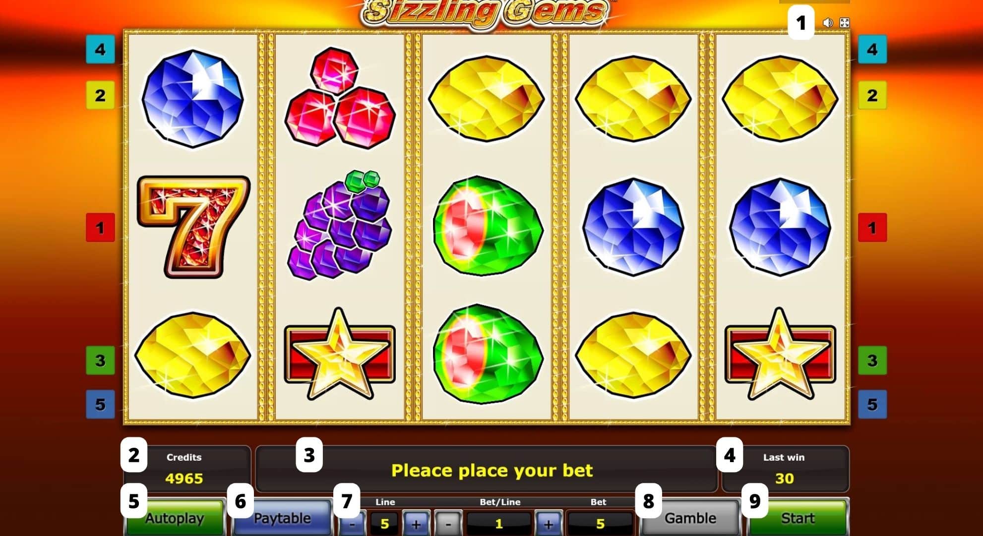 Sizzling Gems online automat