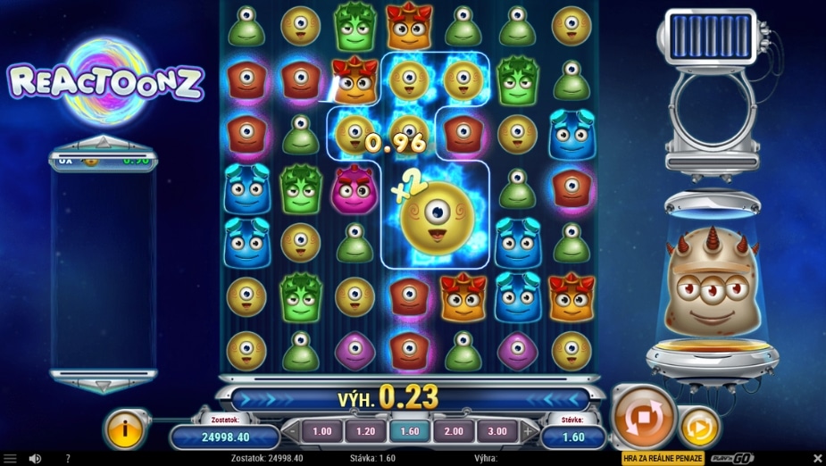 Reactoonz online automat Multiplikátor
