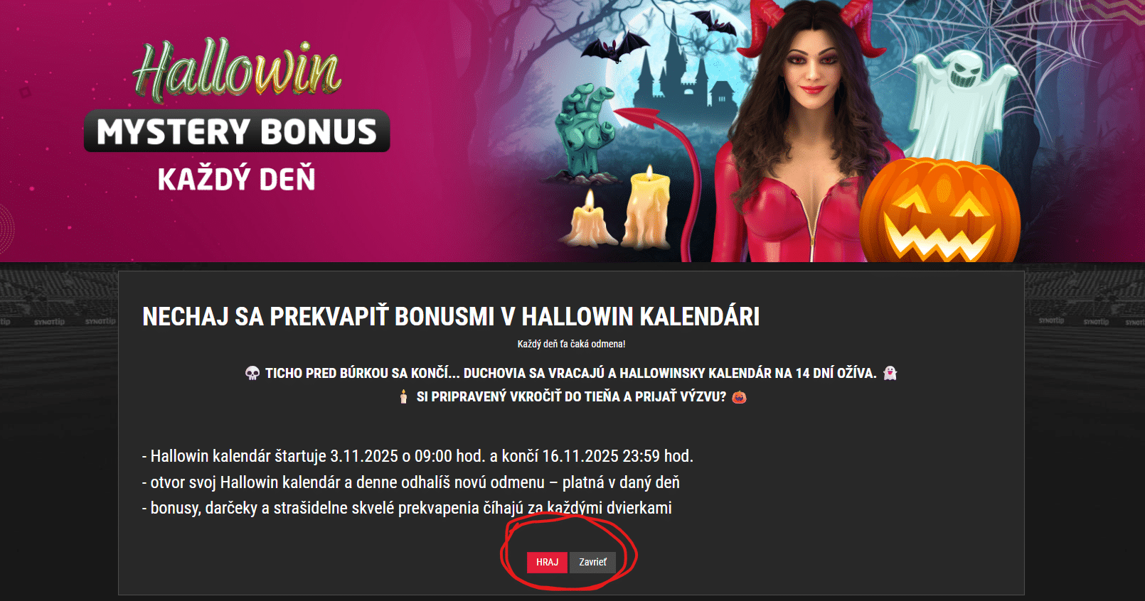 kalendár v Synottipe