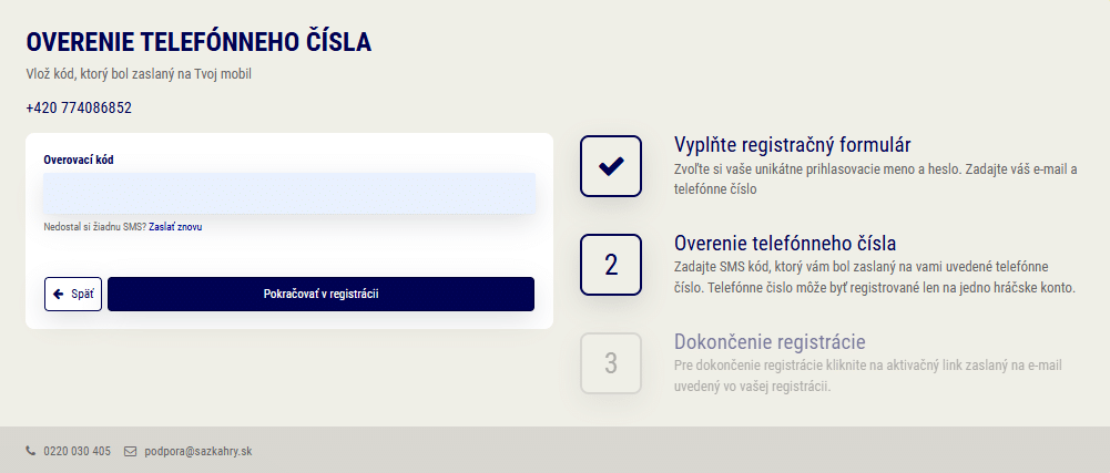 Overenie telefonného čísla
