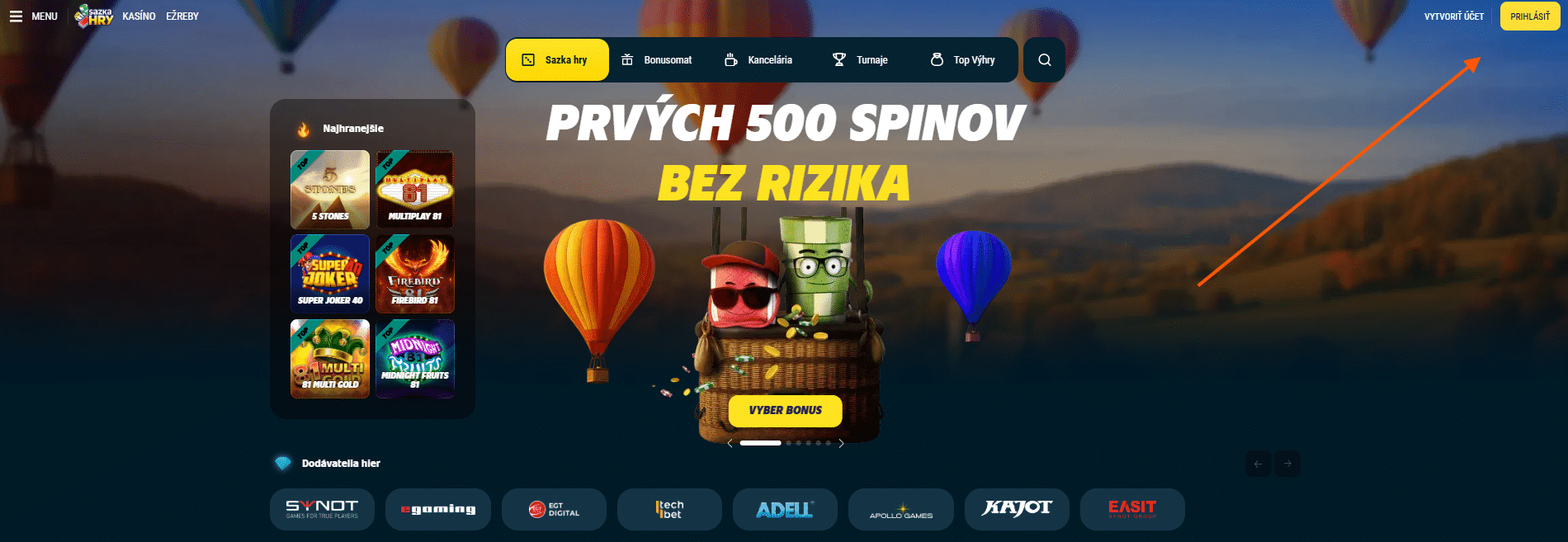 prihlasenie v sazkahry