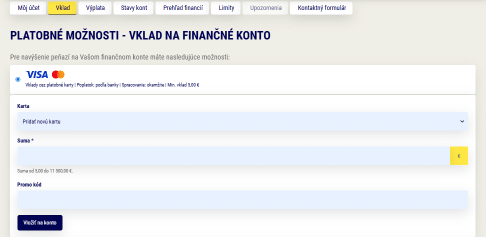 Vklad na účet