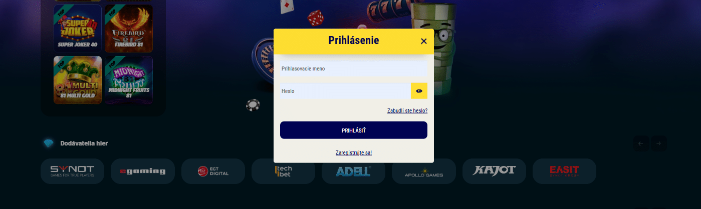 prihlasenie v sazkahry