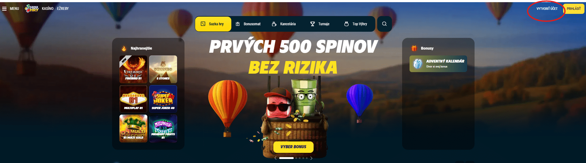 sazkahry.sk vytvoriť účet