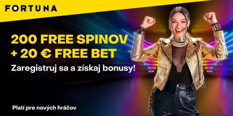 200 free spinov + 20 € free bet vo Fortune