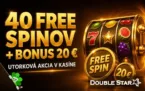 Double Bonus v Doublestar: 40 free spinov a bonus 20€