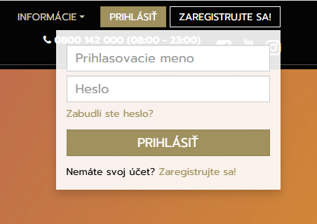 prihlas sa v Slovmatic kasíne
