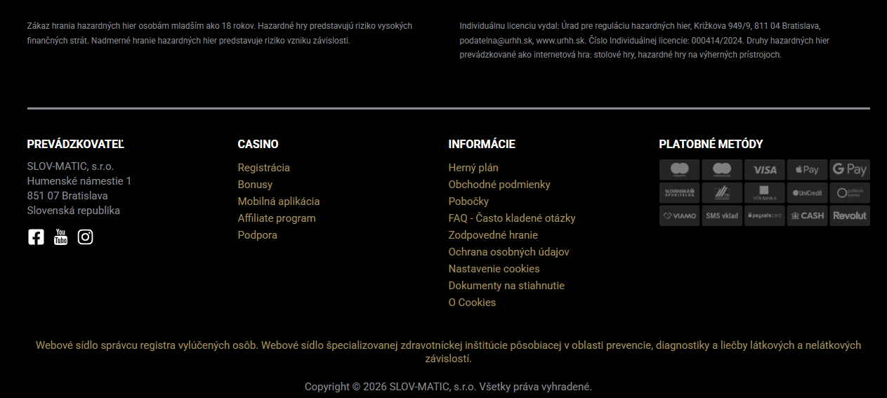 Herný plán Slovmatic