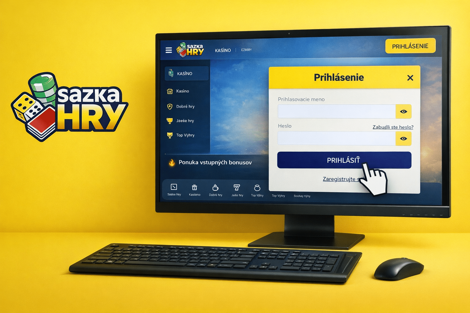 Prihlásenie v Sazkahry cez počítač
